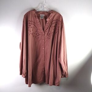 Chelsea Studio - Long Sleeve V-Neck Top - Size 3X